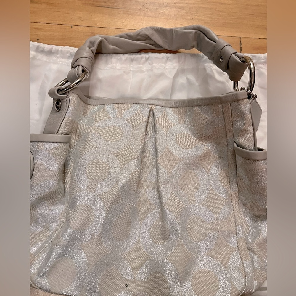 Silver COACH purse